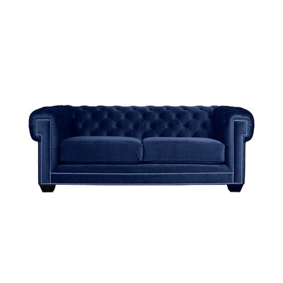 Gauna 72"" Velvet Rolled Arm Chesterfield Sofa with Reversible Cushions -  Everly Quinn, 97C1AB6FE1DA4396A53E019726478A4B