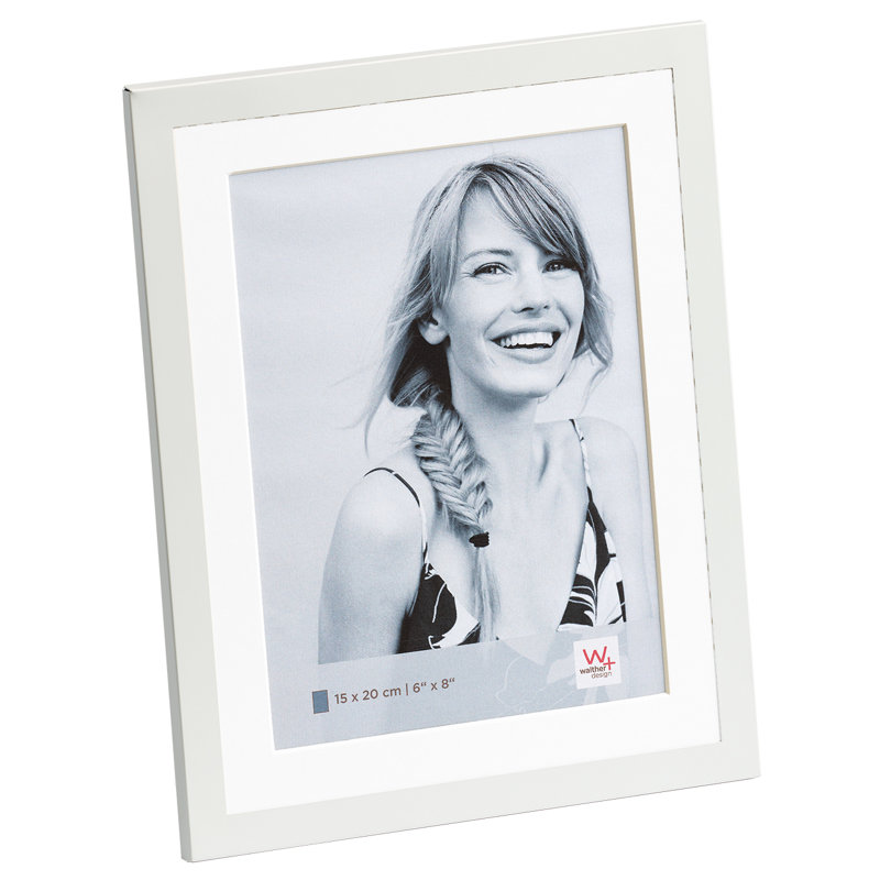 Metal Glossy Finish Picture Frame with Mat, 20.5cm H x 15.5cm W, Black