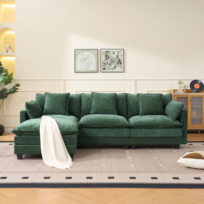 Canapé rembourré, canapé moelleux, canapé modulaire 3 places avec repose-pieds de rangement pour espaces de vie