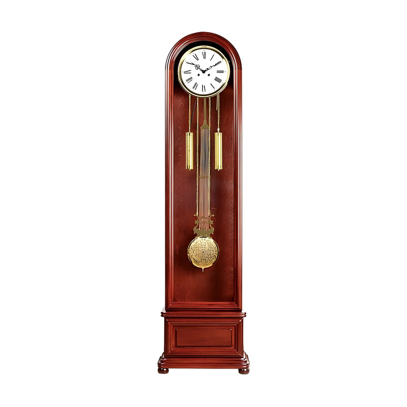 Vintage Brown Basswood Solid Wood Floor Clock Decor