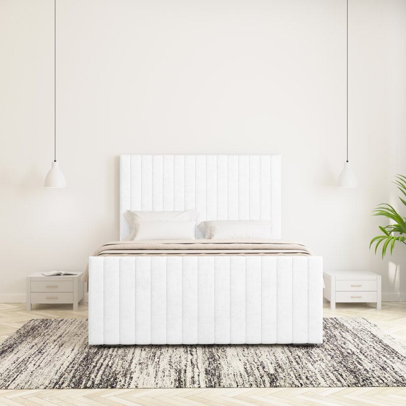 Upholstered Bed, White, Double (4'6)