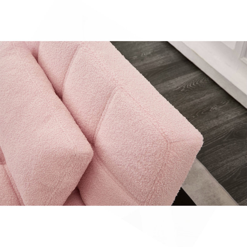 Tissu convertible futon avec pieds en métal doré (rose)