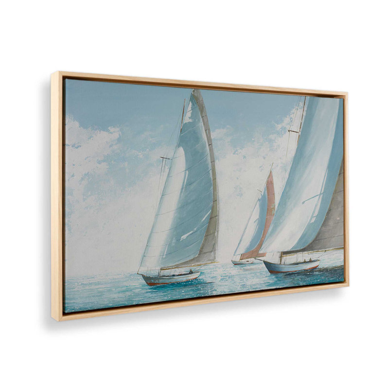 Voiles de bord de mer, H 8 po x l 12 po, Impression encadrée sans passe-partout, Érable américain