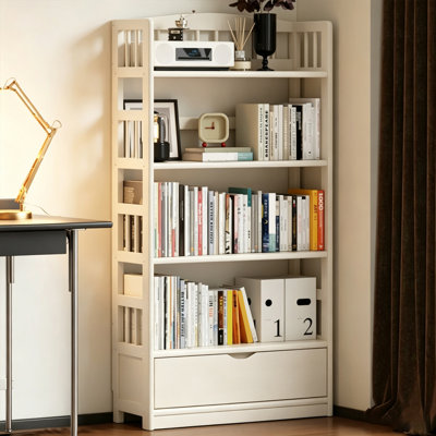 Bibliothèque standard en bois massif beige moderne