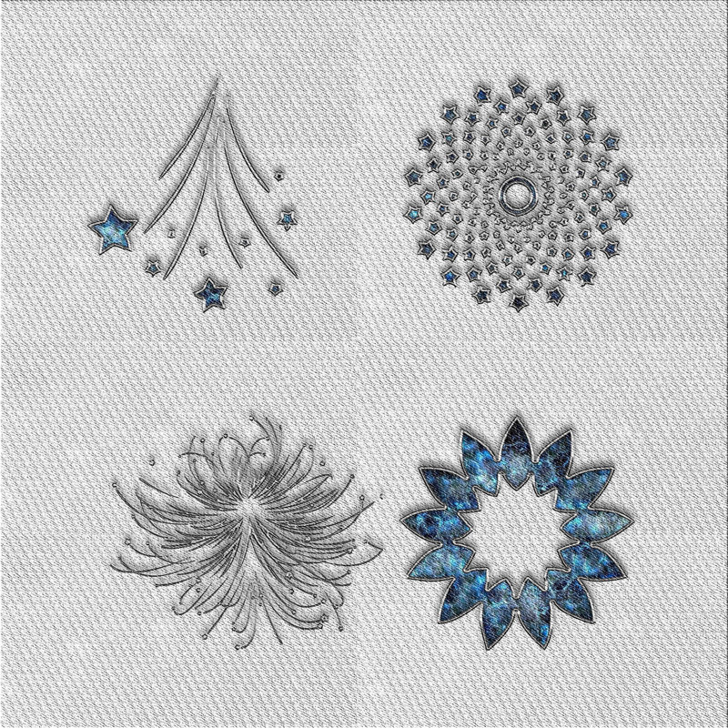 Tapis gris/noir/bleu à motifs, Carré 4 pi