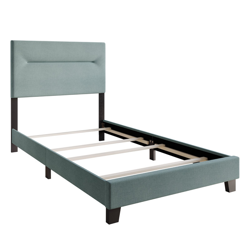 Emery Upholstered Panel Bed, Twin, Light Blue