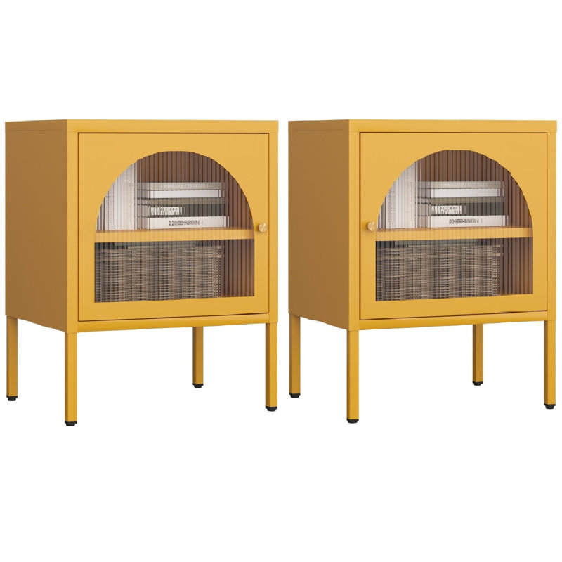 Steel Top End Table Set, Yellow