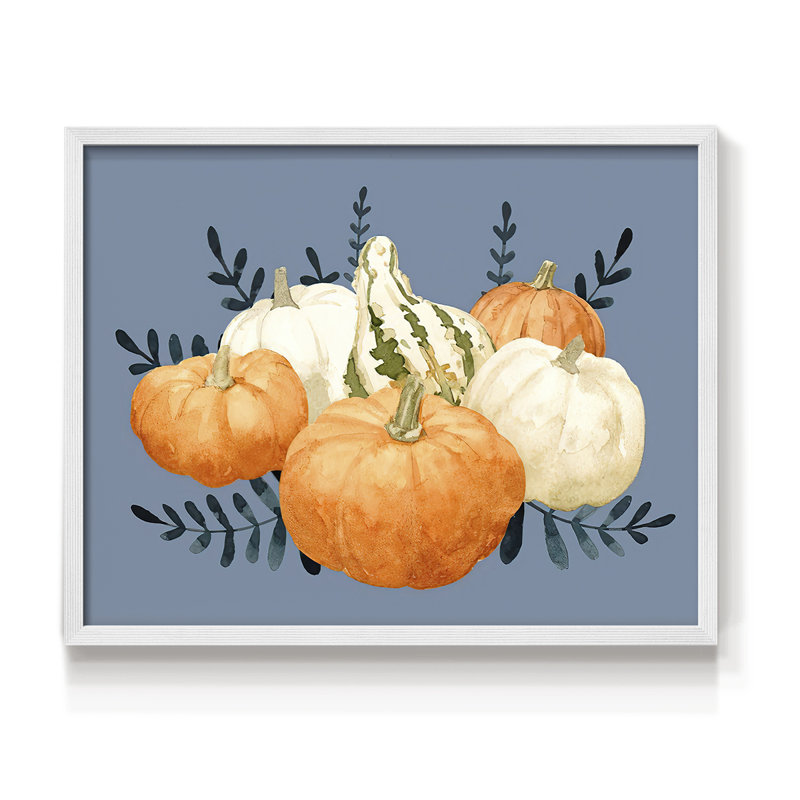Automne orange et blues II - reproduction encadrée - réversible, H 22 po x l 28 po, Blanc