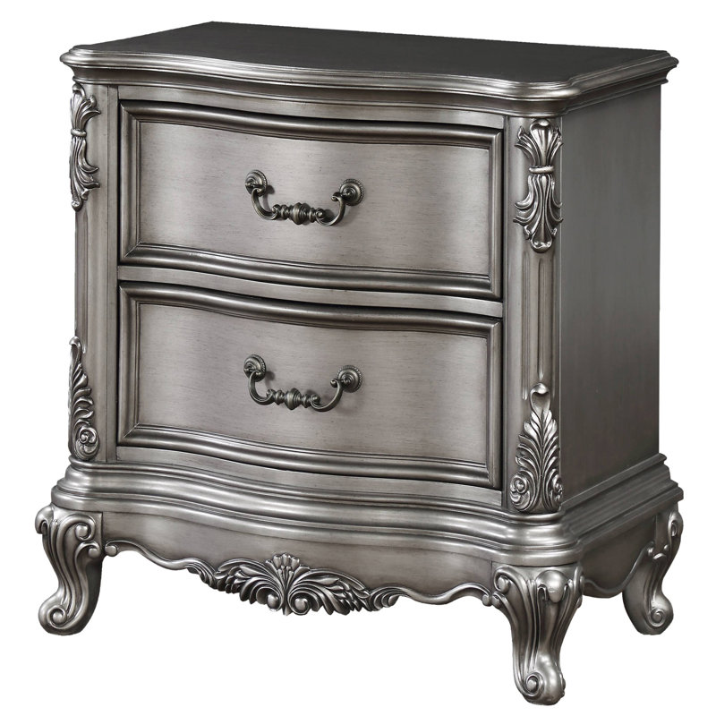 Table de chevet 2 tiroirs Antique Platinum