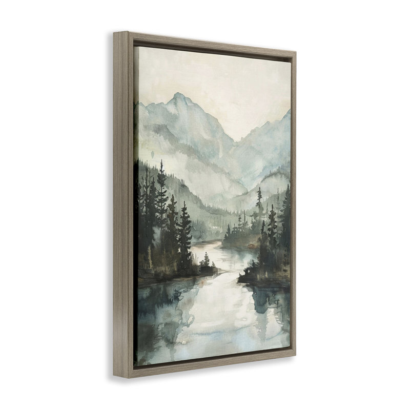  Mountain River View Canvas by LSR Design Studio, 31" H x 21" W, Montalcino Elm Floater Frame