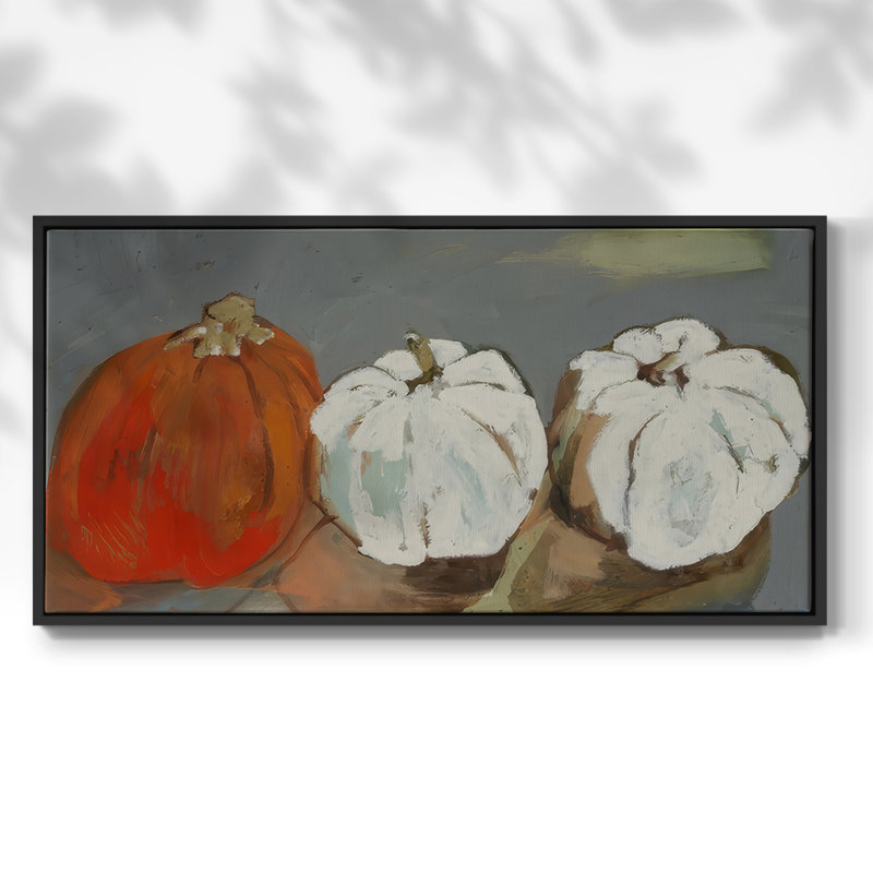 «One Orange, Two White», toile tendue avec châssis encadré, prête à être accrochée, H 25 po x l 49 po, Noir