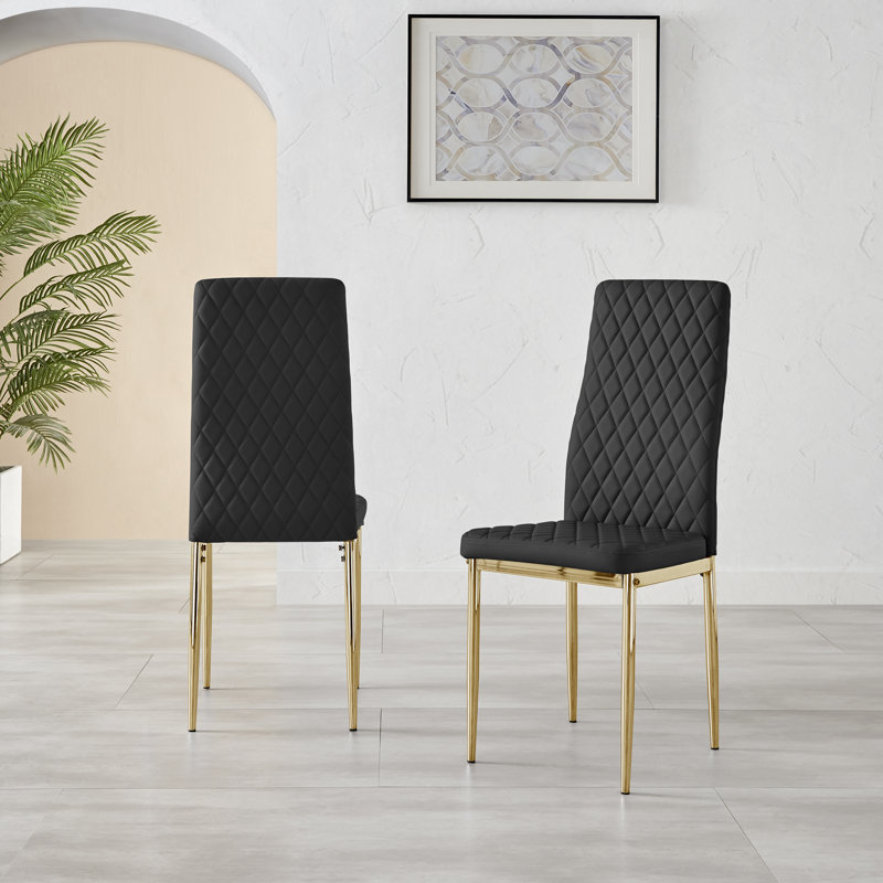 Chaise de salle à manger Eubanks, Noir, noir, noir, noir, Doré