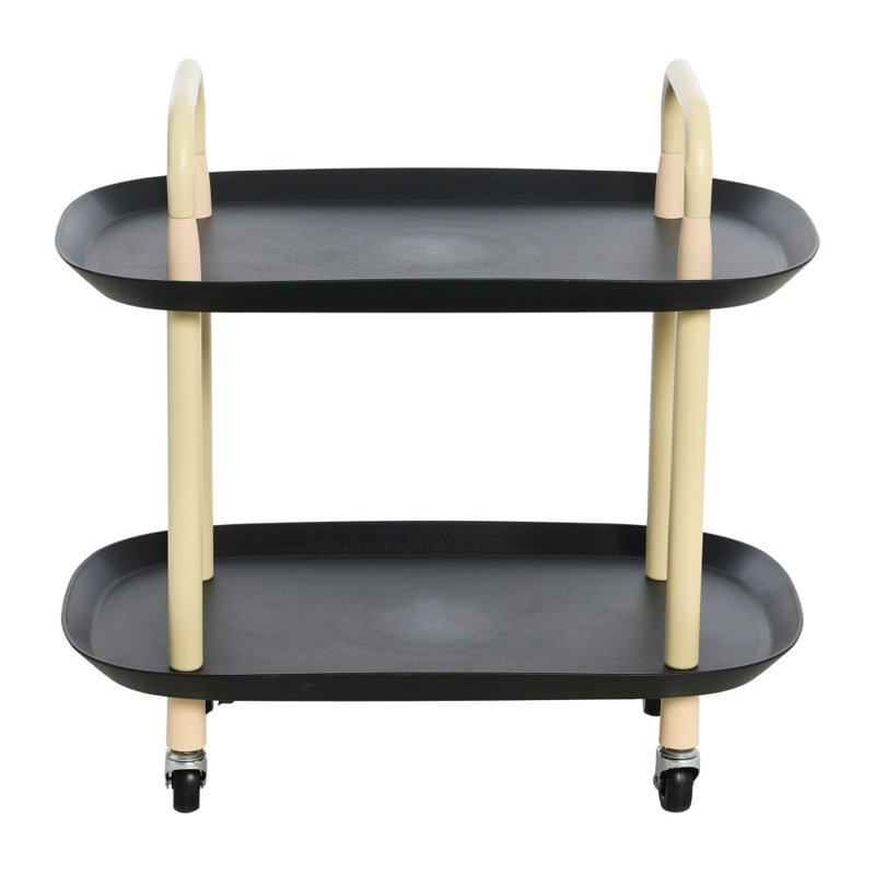 Main + Mesa Modern Plastic and Metal 2-Tier Trolley, Sand, Black