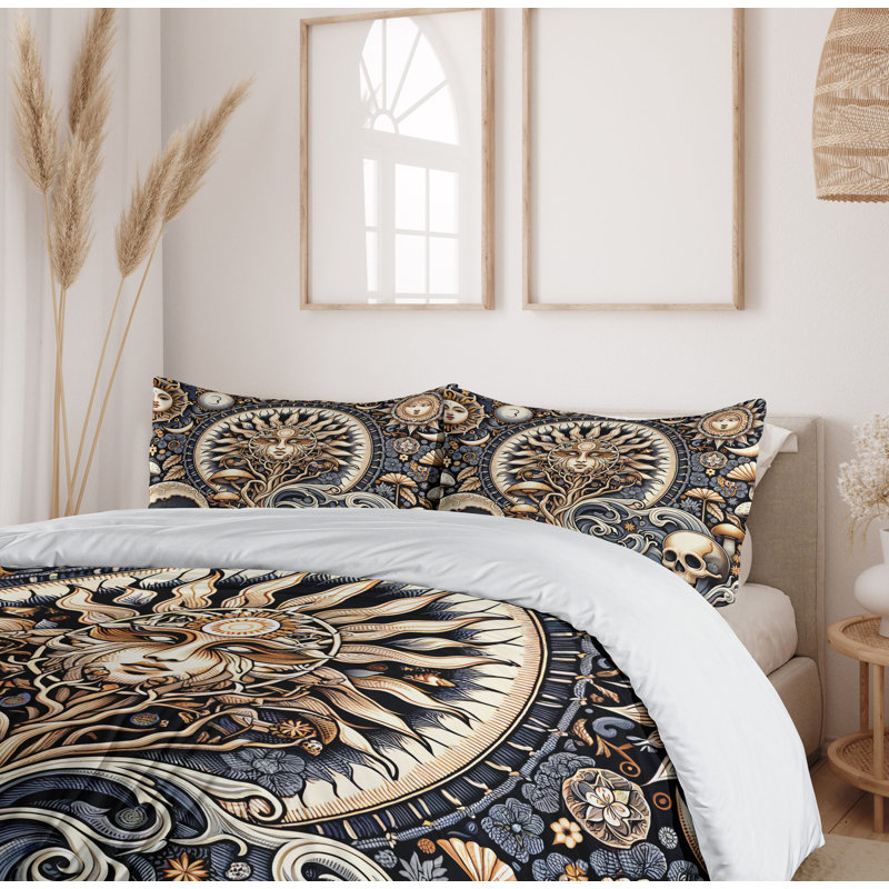 Boho Art Duvet Cover, King Duvet Cover + 2 Standard Shams