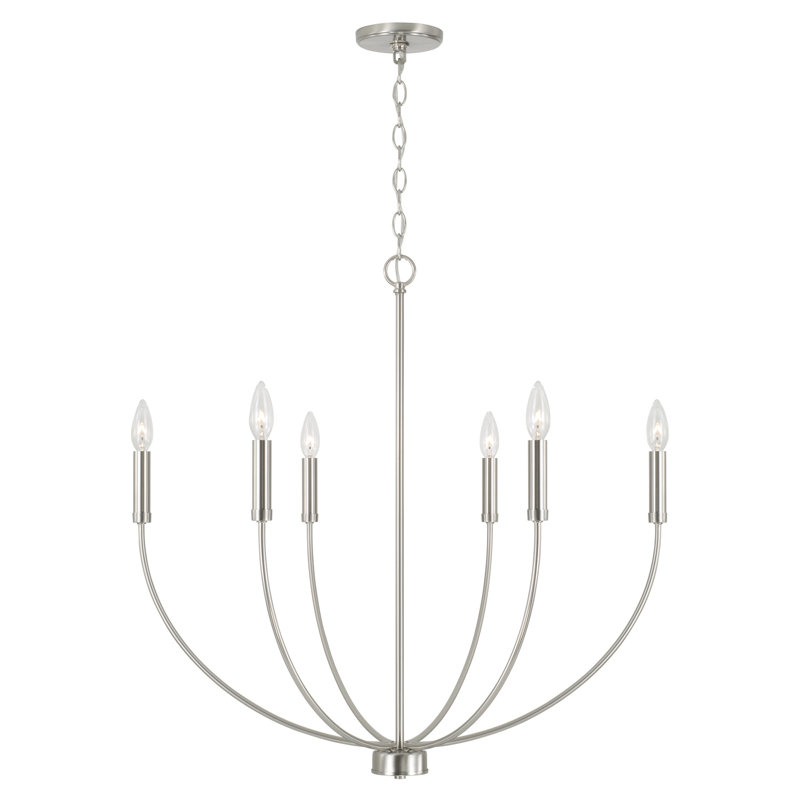 Ansley 9 - Light Dimmable Classic / Traditional Chandelier, Brushed Nickel, 6 Lights