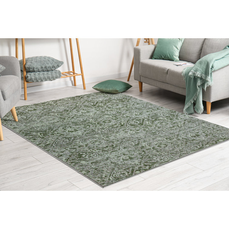 Aidy 1244 Transitional Abstract Green Area Rug