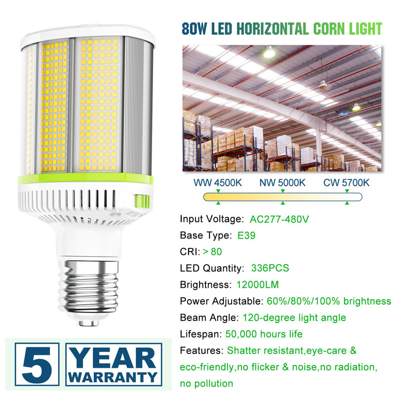 Éclairage public commercial sélectionné AC 277-480V E39, AC 277-480V, 80W