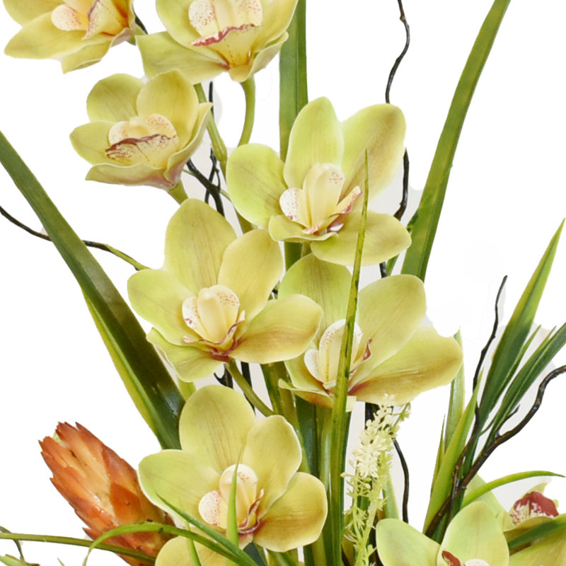 Primrue Faux Silk Orchid Arrangement in Vase | Wayfair