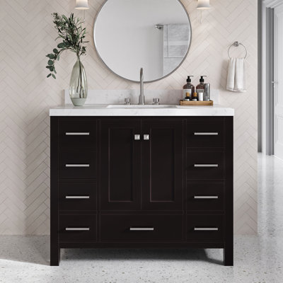 Cambridge 42.25'' Single Bathroom Vanity with Carrara Quartz Top