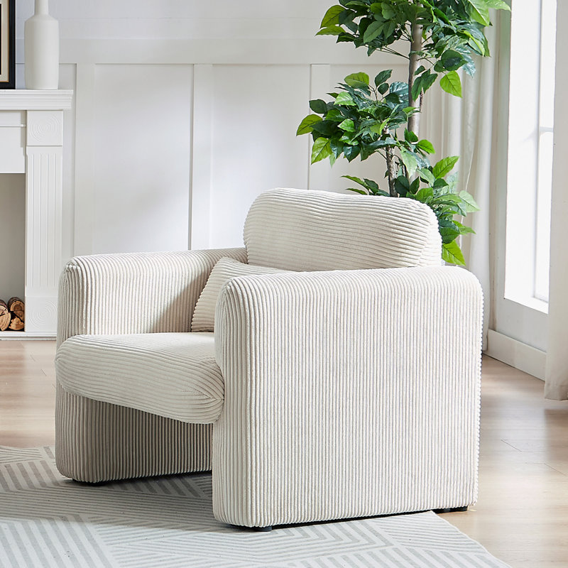 Canapé simple avec coussins Modern, Velours côtelé beige