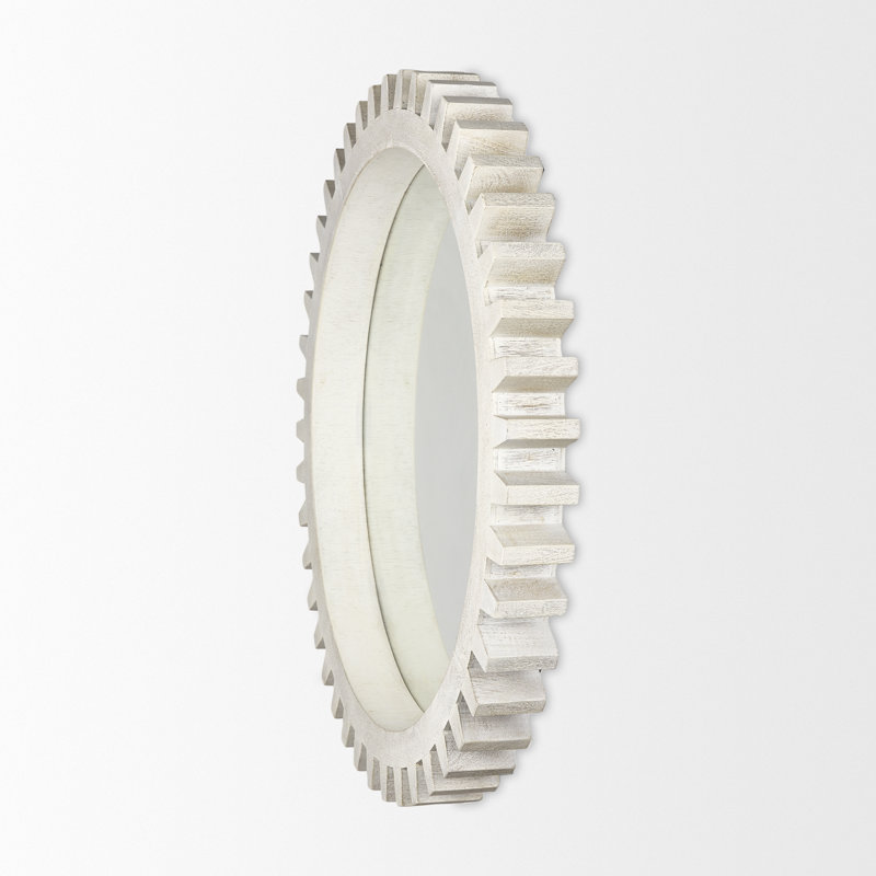Miroir d'appoint Kazmira Cog, Blanc, 36 po x 36 po