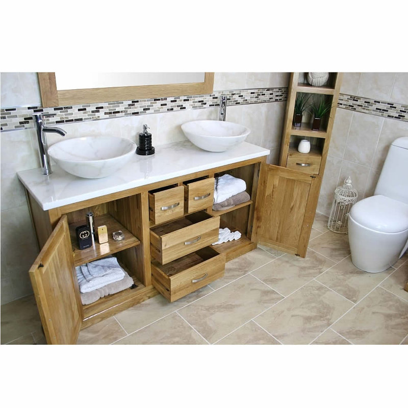 Dedmon 1430mm Free-Standing Double Vanity Unit with Ceramic basin & Tap., White