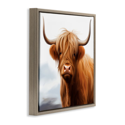 Cadre flottant à longues cornes Highland Cow Portrait, design par Heidi Kuntz