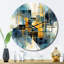 Horloge murale formes abstraites or et bleu-1316097996