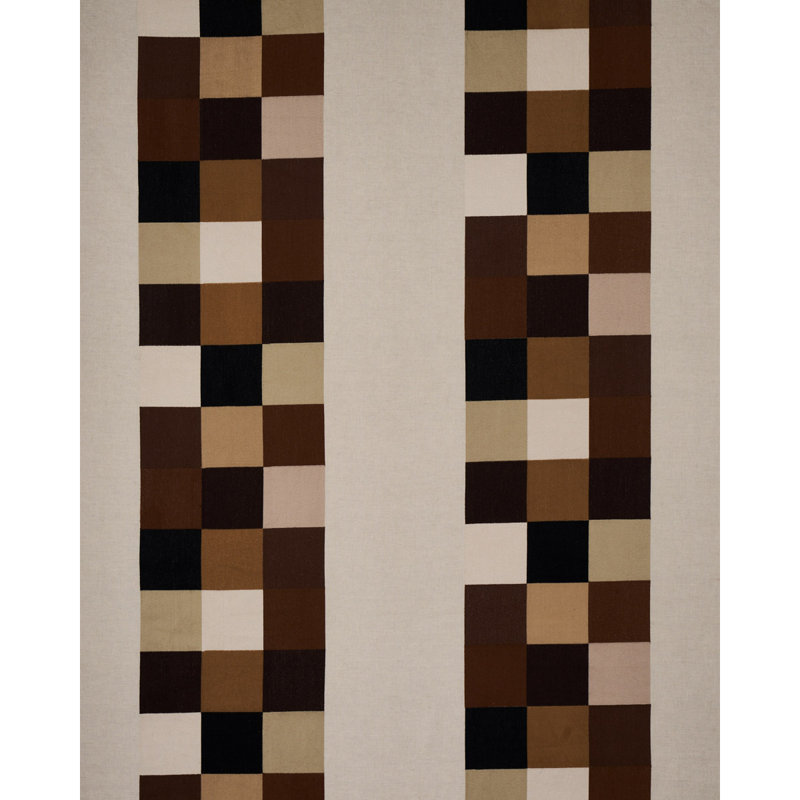 Schumacher x David Kaihoi Embroidered Tile Fabric, Strong Neutral