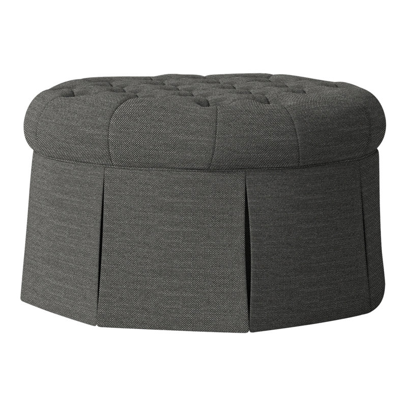 Repose-pieds cocktail capitonné rond 35 po Alma, Perigold Ishi Platinum