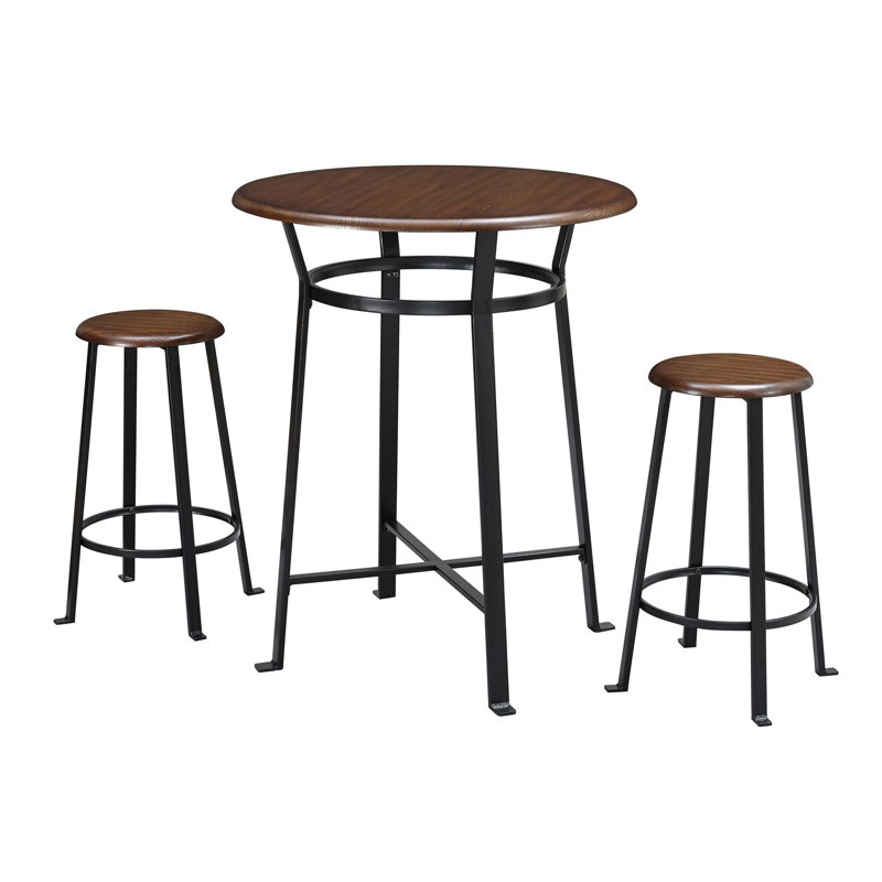 Montgomery 3-Piece Dark Mahogany and Black Round Dining Set