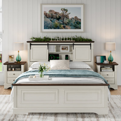  Lit plateforme avec tête de lit Modern Farmhouse