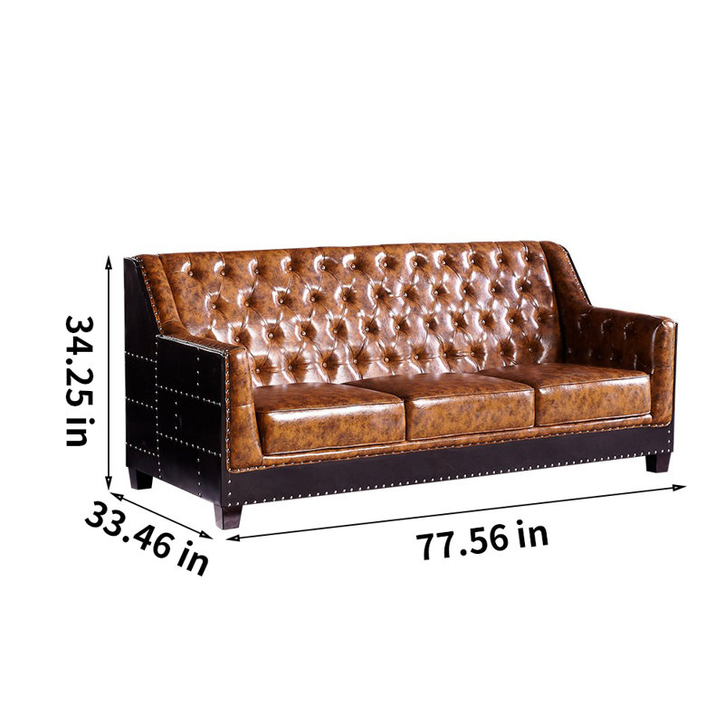 Canapé industriel rétro à rivets 77,56 po