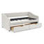 Lit de jour simple rembourré avec tiroirs de rangement, canapé-lit en tissu beige, dossier capitonné et accoudoirs cloutés en cuivre-1850234550-1850234548