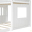 Lit superposé simple en bois sur lit double, lit mezzanine avec maisonnette, maison de campagne, échelle et garde-corps