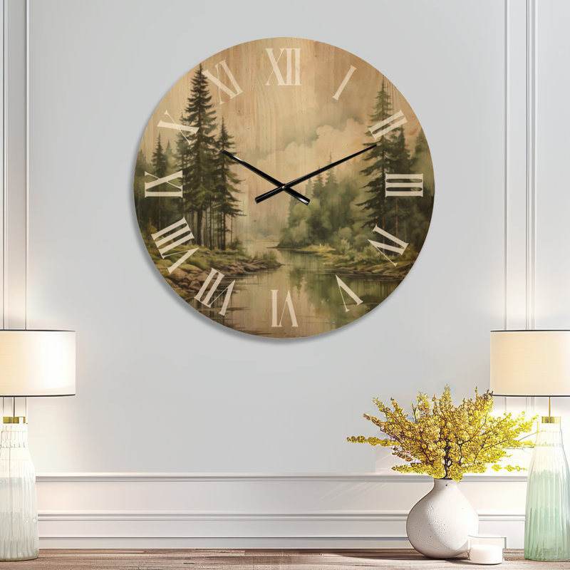 Horloge murale en bois avec pin, Large