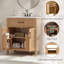 Meuble-lavabo moderne 30 po, meuble-lavabo à grain de bois naturel avec lavabo simple et tablette réglable
