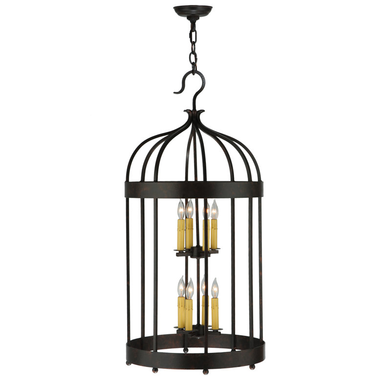 Muse 8-Light Brown Glass Lantern Chandelier