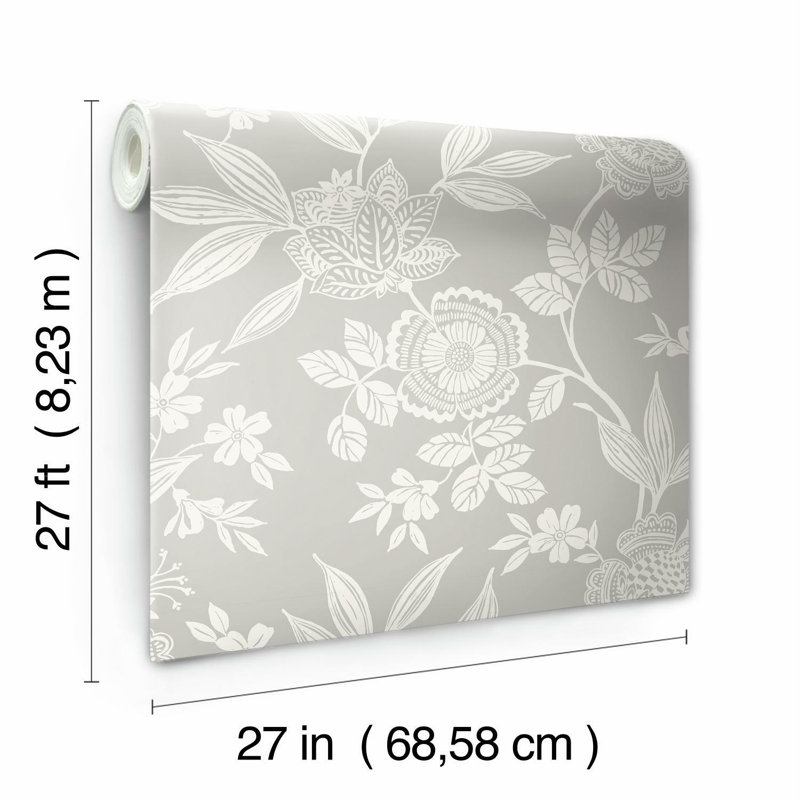 Rouleau de papier peint découpé au bois L 27 pi x l 27 po Jacobean, gris