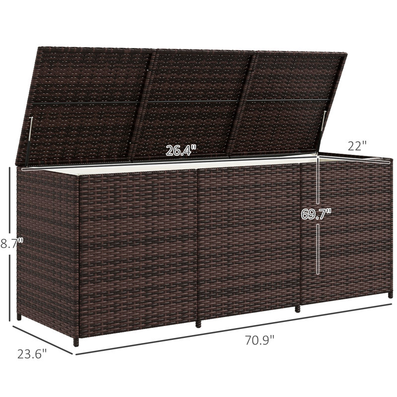 Pe Deck Box For Outdoor - 175 Gallon Storage With Inner Liner Pool Brown Patio, , Garden Tools Mixed