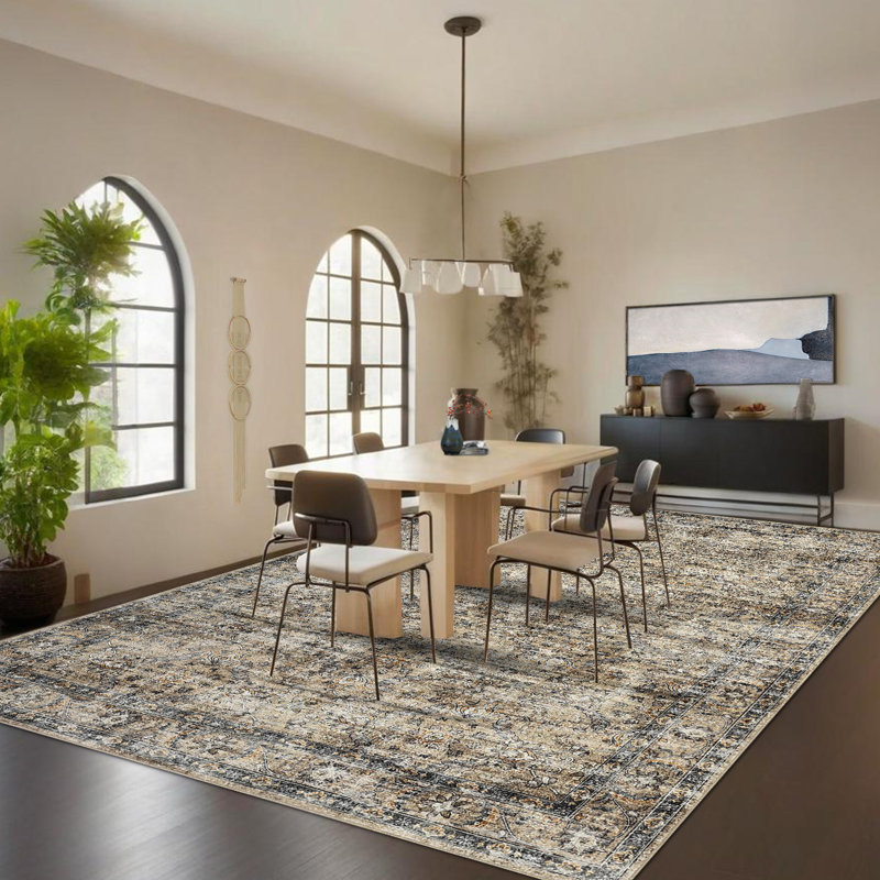 Rectangle Floral Area Rug, Brown, 120*170cm