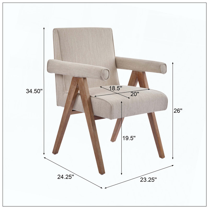 Fauteuil rembourré en tissu Poppy idéal pour la salle à manger à la maison, Beige