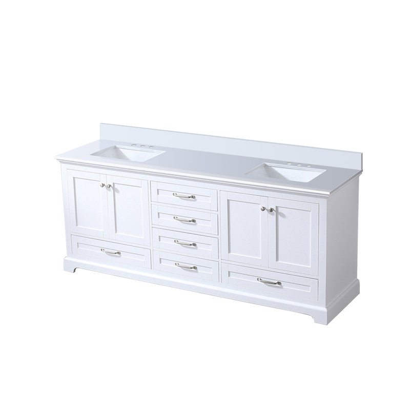 Double Bath Vanity with White Quartz Top, White