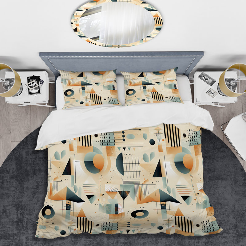 Ensemble de housse de couette en microfibre beige / orange Ekaitz, Housse de couette pour très grand lit et 2 très