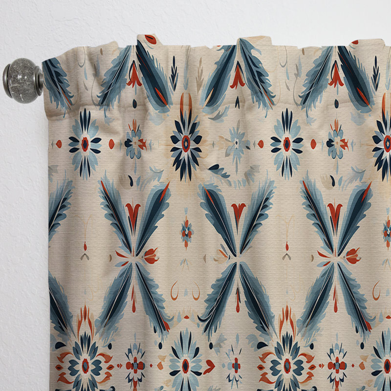 Motif Nomadic Harmony Boho - Rideau géométrique - Velours obscurcissant - 1 panneau, L 52 po x L 108 po
