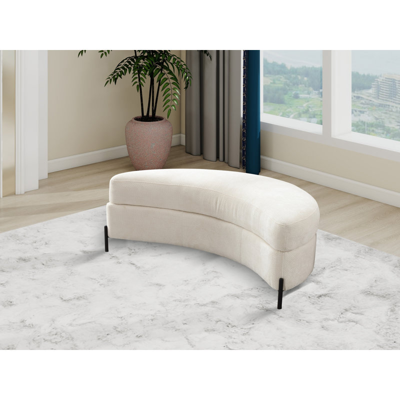 Upholstered Storage Footstool, Beige Chenille