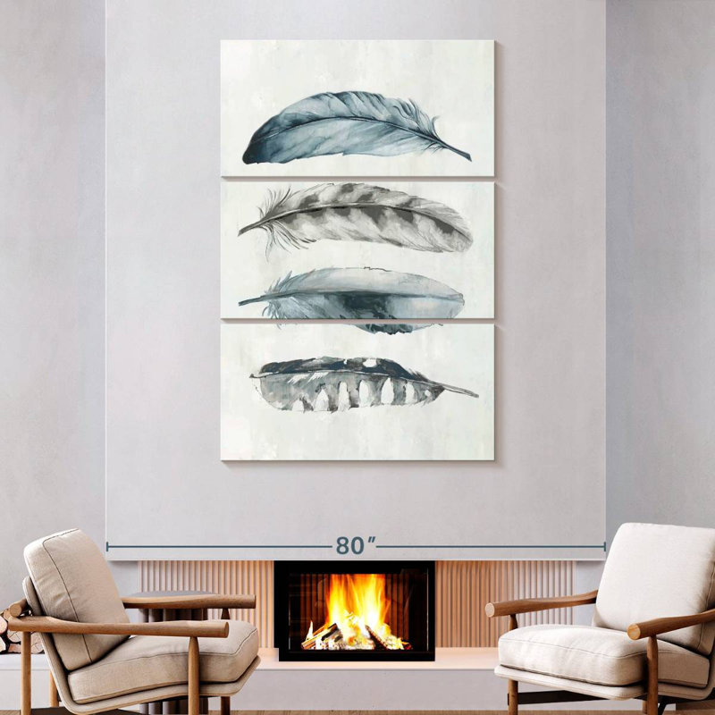 Brampt Indigo Feathers IV, 74" H x 48" W