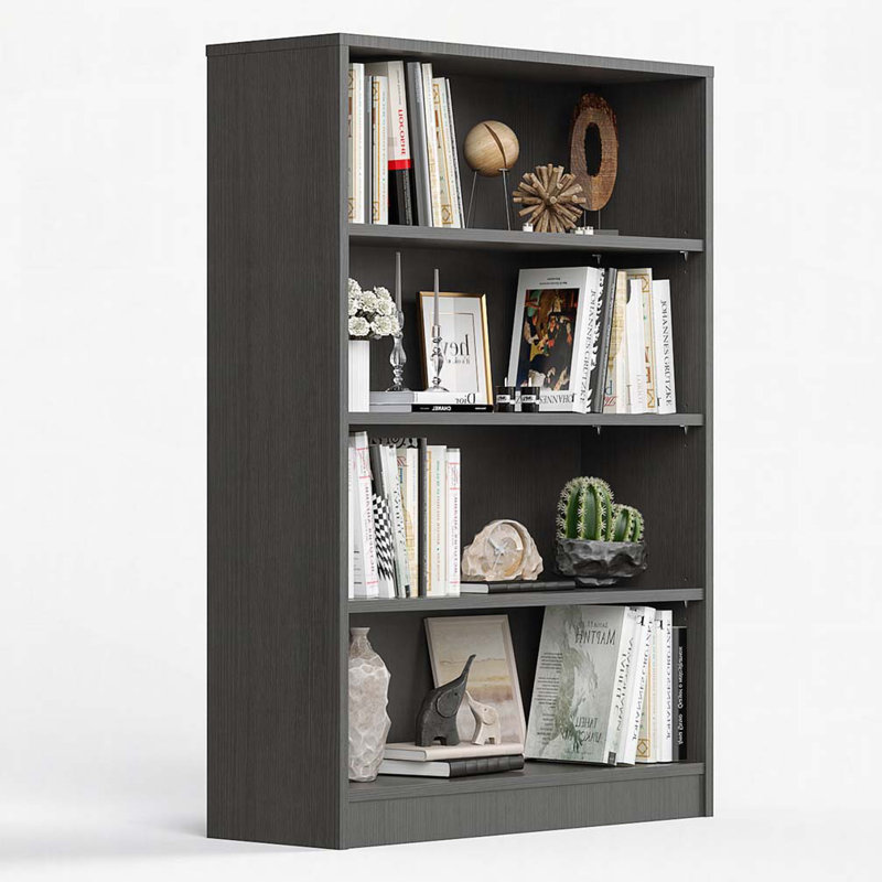 4 Shelf Office Bookcase, Gray, (4 Shelves) 70.09"H x 29.9"W x 14.6"D