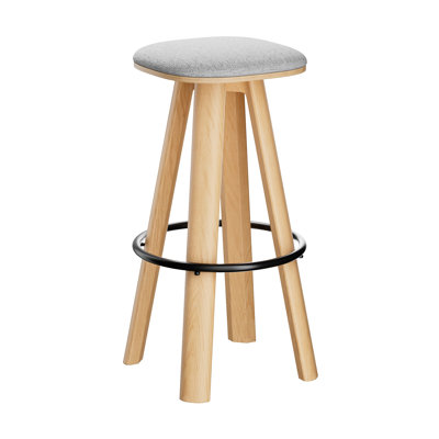 Upholstered Round Top High Bar Stool With Footrest