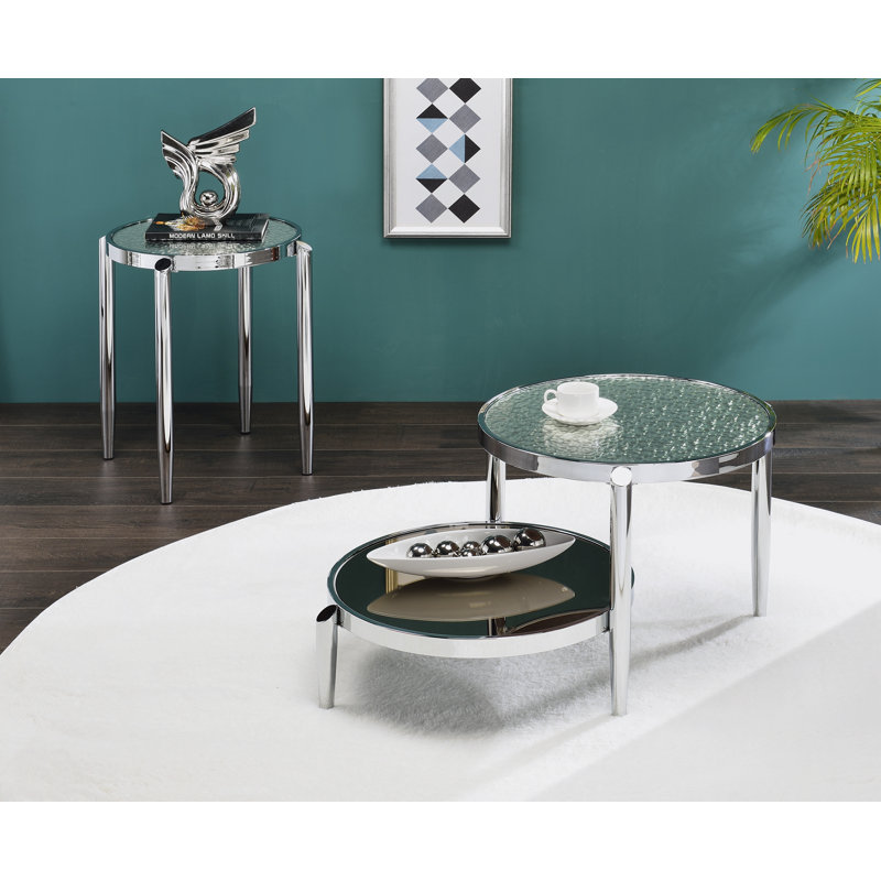 Table basse Jesko en verre et chrome